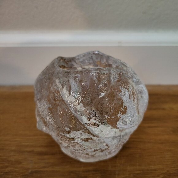 Vintage Sweden Scandinavian Kosta Boda Crystal Snowball Ice Candle Holder 3”High - Picture 1 of 5